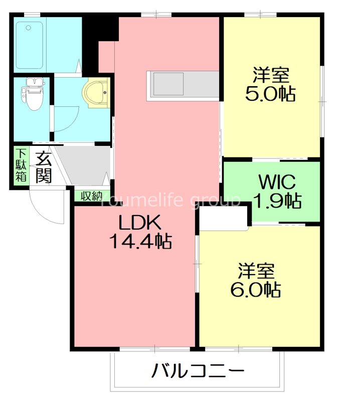 セリネ材木座 202号室 間取り