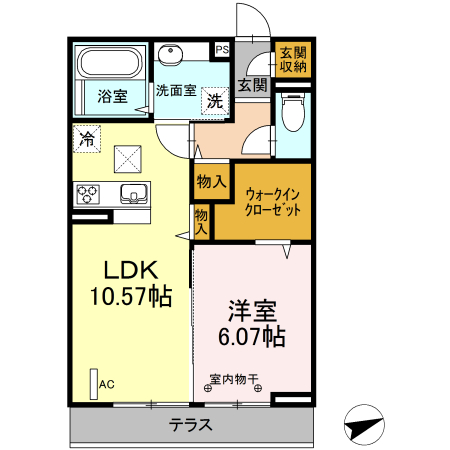 サザンウィング 106号室 間取り