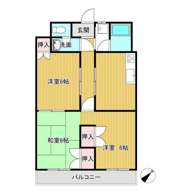 サザンヒルズ 401号室 間取り