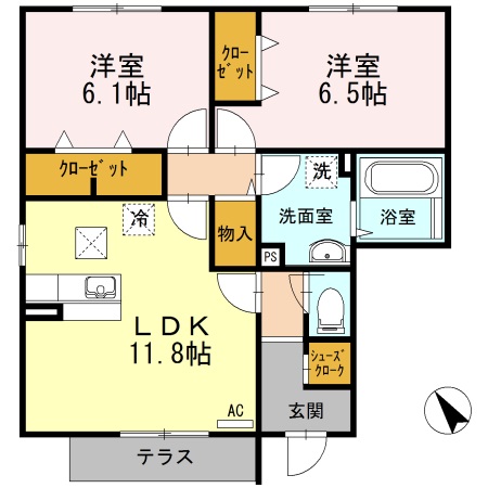 ハイネスCDFE　E 101号室 間取り