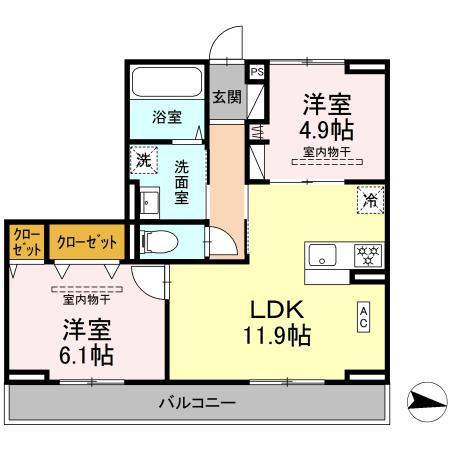 Cosmet湘南平塚 302号室 間取り
