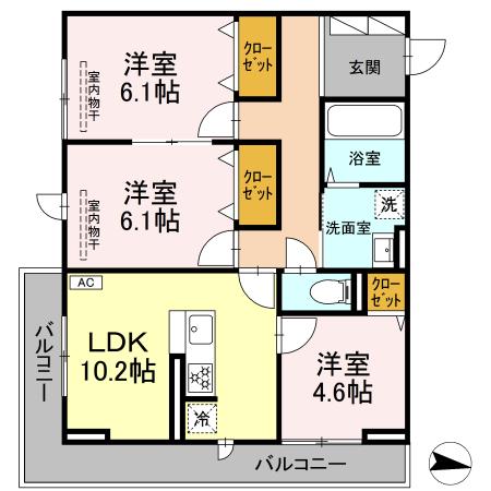 Cosmet湘南平塚 203号室 間取り