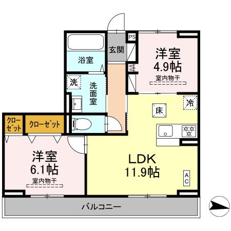 Cosmet湘南平塚 102号室 間取り