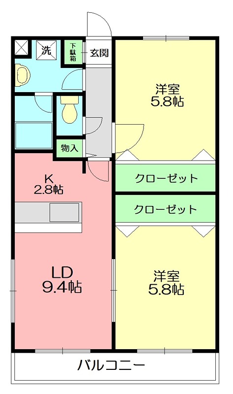 ウィステリア 305号室 間取り