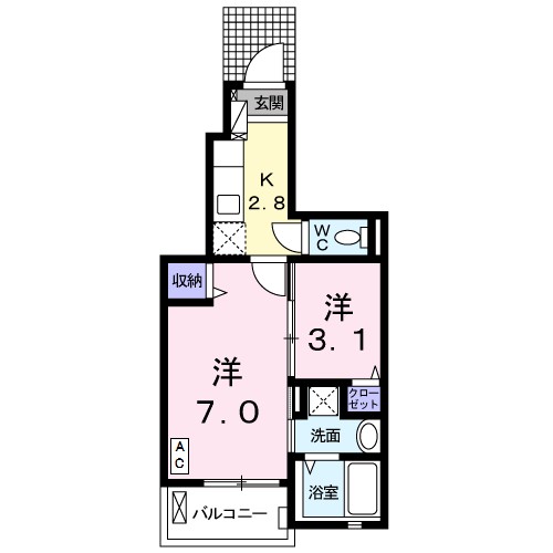 ベル　メール 103号室 間取り