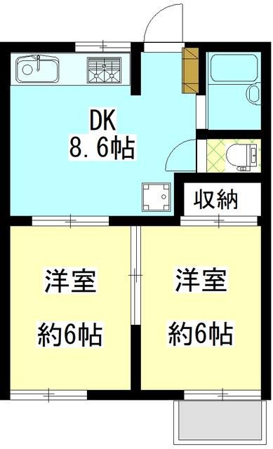 中海岸コーポ 203号室 間取り