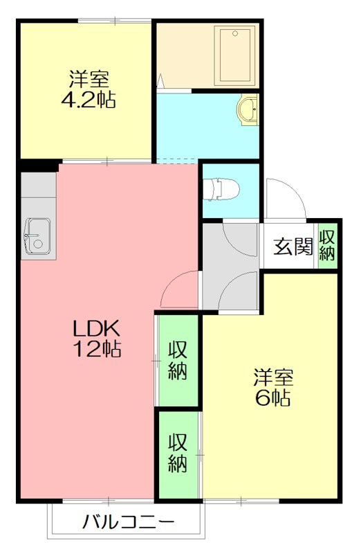 コスモグレースB 202号室 間取り