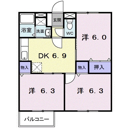 プレミアムヒルズ 204号室 間取り