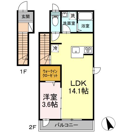 D-room赤松町 201号室 間取り