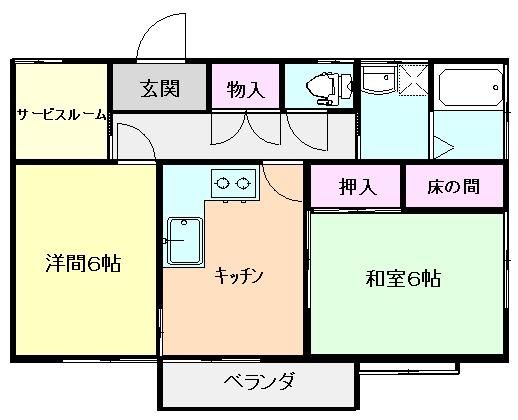 林荘 206号室 間取り