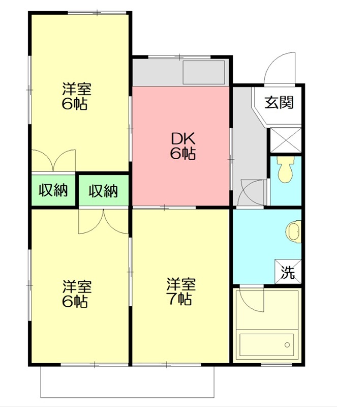 クレスト南足柄 1B号室 間取り