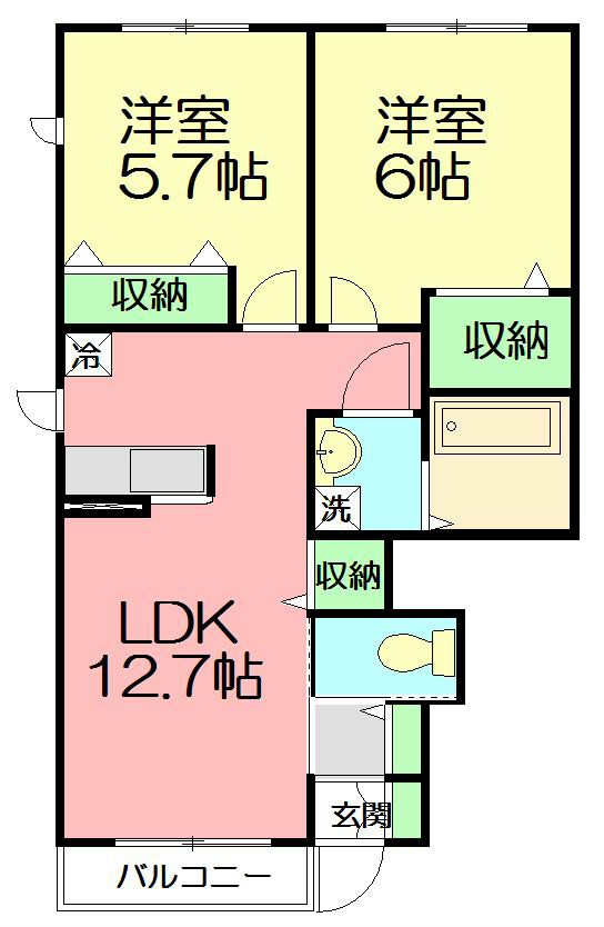 サニーフラット 101号室 間取り