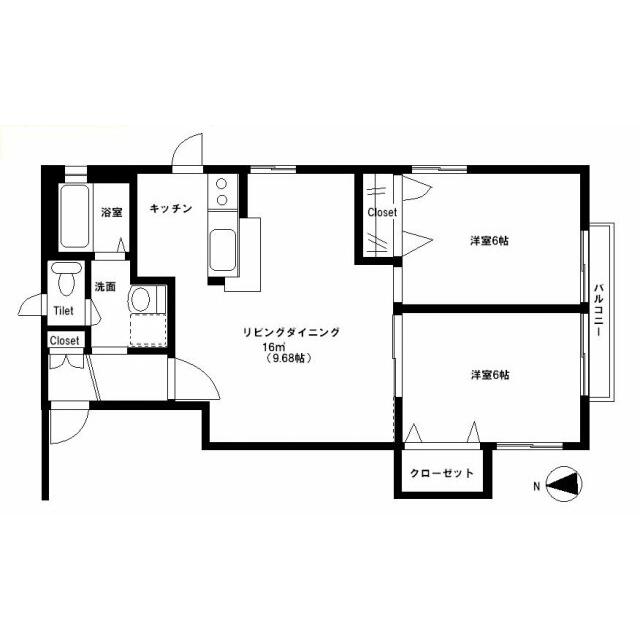 鳥が丘ハイツ 201号室 間取り