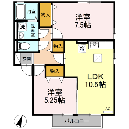 エタージュB 101号室 間取り