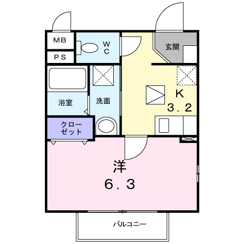 ソレイユ厚木 101号室 間取り