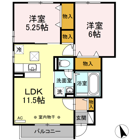 オークリーフ 101号室 間取り