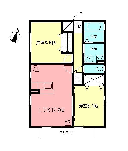 パラシオンＤ 201号室 間取り