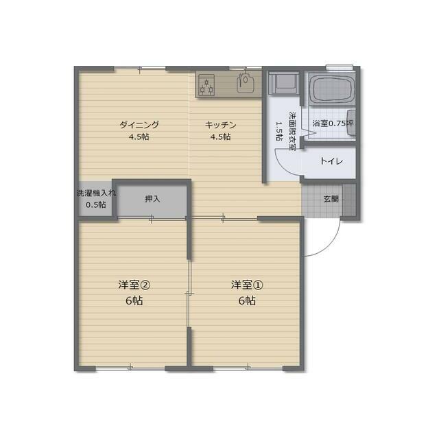 野谷アパート 1F号室 間取り