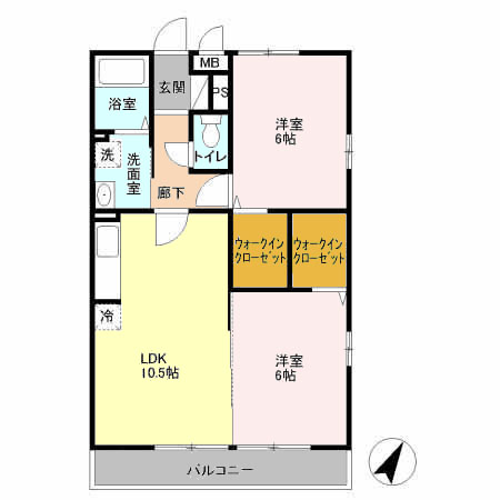 グリーンハイム 202号室 間取り