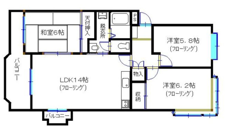 シャンベール花の木 201号室 間取り