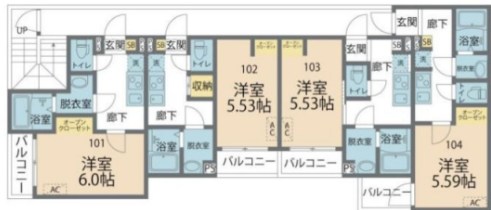 カインドネス厚木旭町Ｓｏｕｔｈ 104号室 間取り