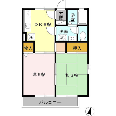 夕陽ケ丘フラッツ 201号室 間取り