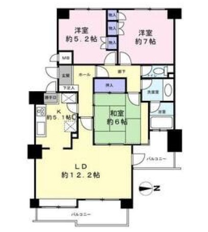 パークハイツ本厚木 412号室 間取り