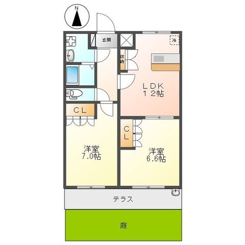 グランドフォレスト 1B号室 間取り