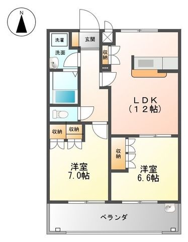 グランドフォレスト 2B号室 間取り