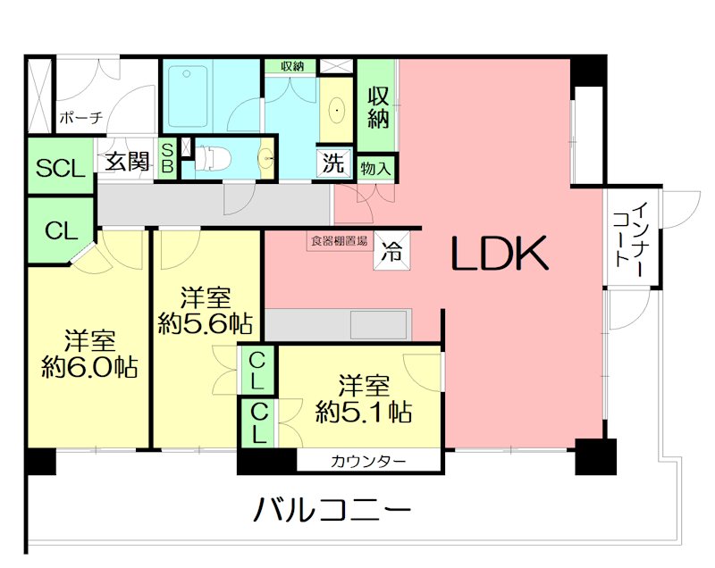 エルステージ東戸塚パークテラス 507号室 間取り
