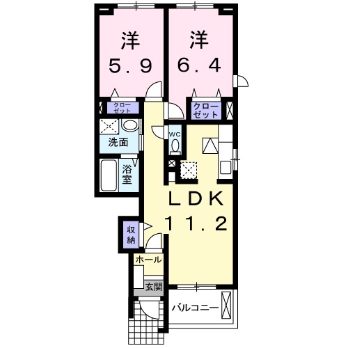 グレイス 103号室 間取り