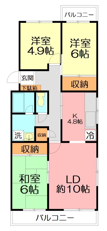 コープ野村厚木愛甲６号棟 305号室 間取り