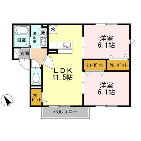 ルミエール 202号室 間取り