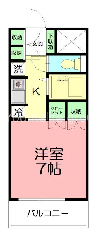厚木アザレアビル 610号室 間取り