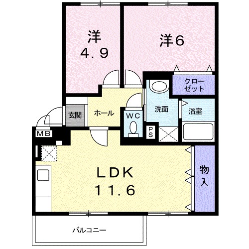 フルールジャルダン 203号室 間取り