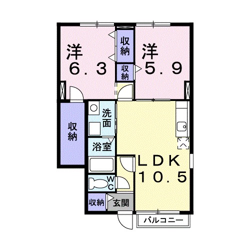 マロンスクウェアＣ 103号室 間取り