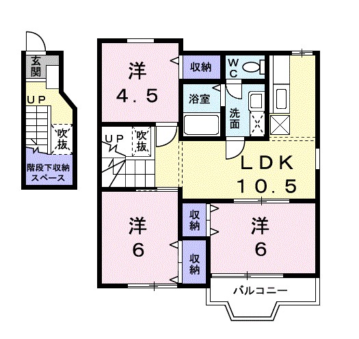 マロンスクウェアＢ 201号室 間取り