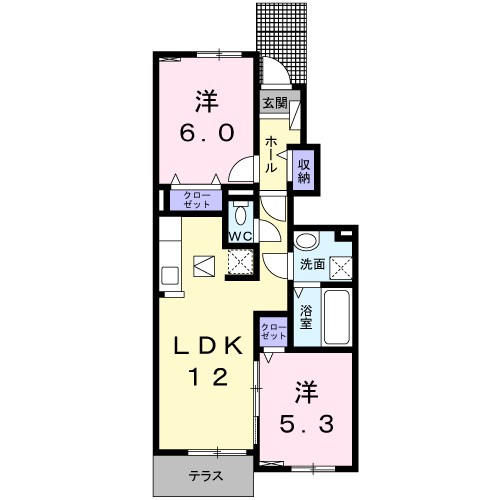リシェス 102号室 間取り