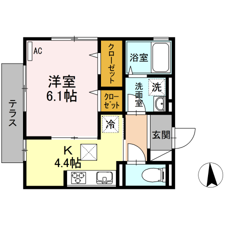 アイビーテラス 108号室 間取り