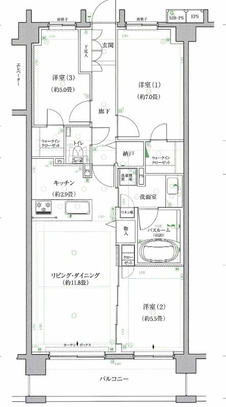 クリオ茅ヶ崎中海岸 408号室 間取り