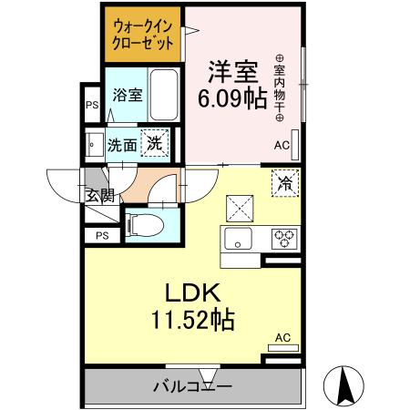 プリマ本厚木 105号室 間取り