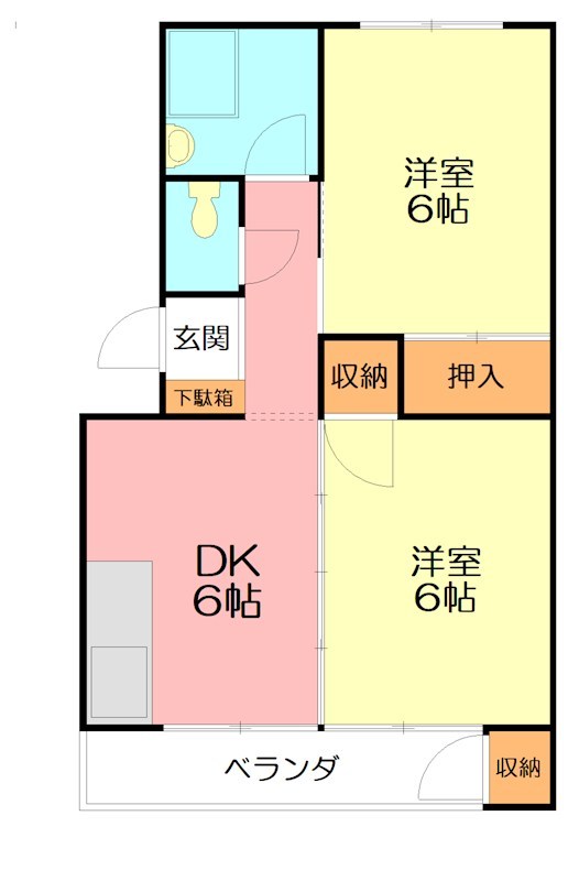 鶴巻ハイツＢ棟 101号室 間取り