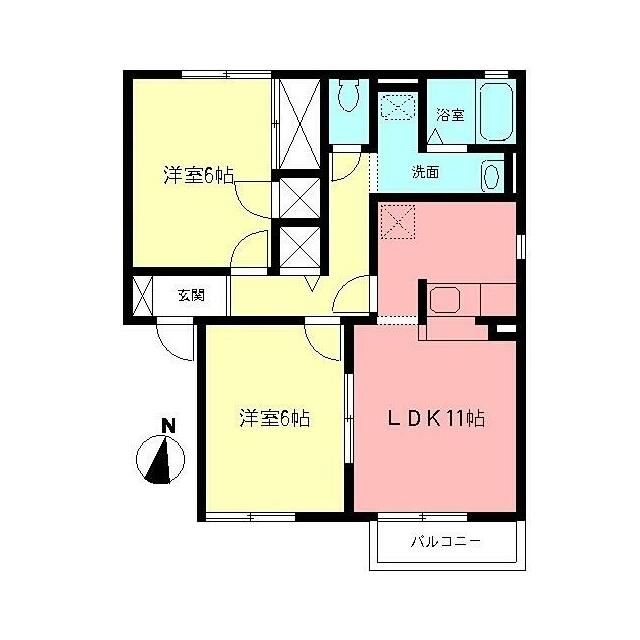 パレス和田ケ崎Ｂ 202号室 間取り