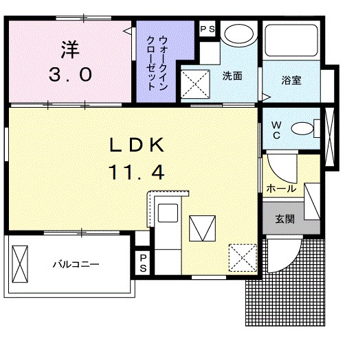 ＶｅｒｔｅｓＳｅａ・Ⅸ 101号室 間取り