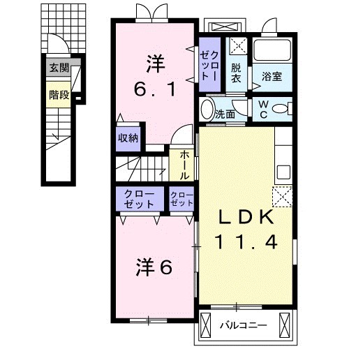 プレシュ植木 201号室 間取り