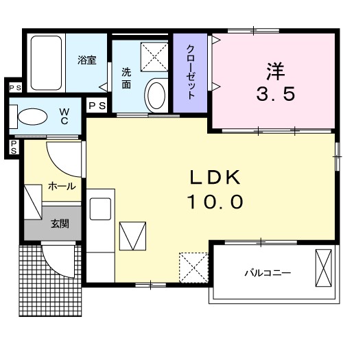 Ａｓａｍｉ　Ｓｉｄｅ７ 103号室 間取り