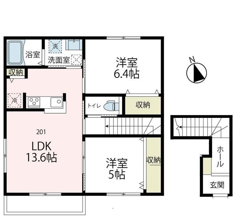 フロール 201号室 間取り