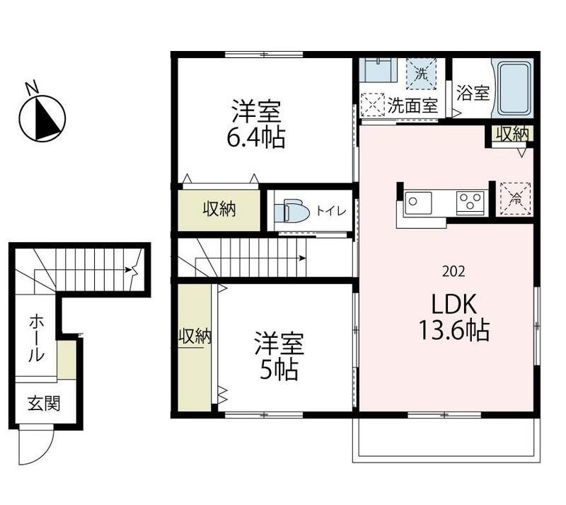 フロール 202号室 間取り