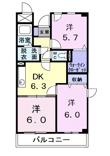エスポワ－ルいずみ野 601号室 間取り