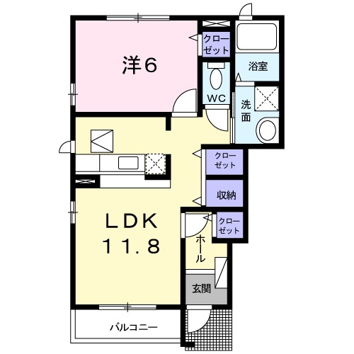 リフレクティア 101号室 間取り